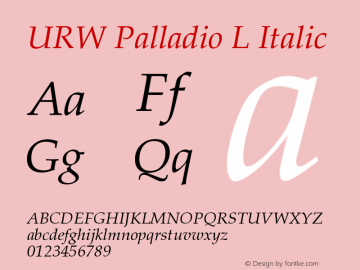 URW Palladio L Italic Version 1.05 Font Sample