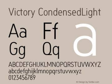 Victory CondensedLight Version 001.000 Font Sample