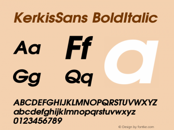 KerkisSans BoldItalic Version 001.000 Font Sample