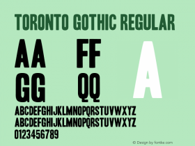 Toronto Gothic Regular Macromedia Fontographer 4.1.4 7/8/03 Font Sample