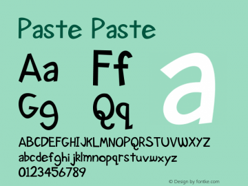 Paste Paste 1998; 2.9 Font Sample