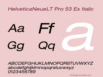 HelveticaNeueLT Pro 53 Ex Italic Version 1.000;PS 001.000;Core 1.0.38 Font Sample