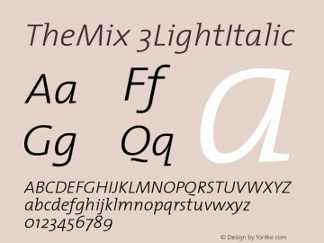 TheMix 3LightItalic Version 1.0 Font Sample