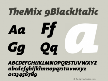 TheMix 9BlackItalic Version 1.0 Font Sample