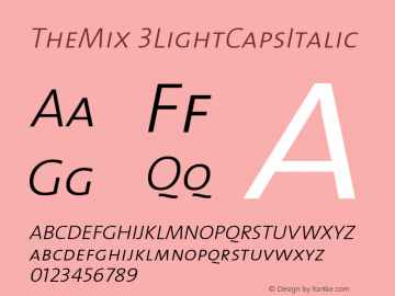 TheMix 3LightCapsItalic Version 1.0 Font Sample