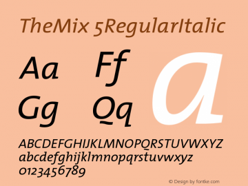 TheMix 5RegularItalic Version 1.0 Font Sample