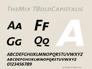 TheMix 7BoldCapsItalic Version 1.0 Font Sample