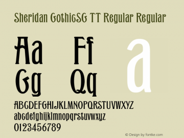 Sheridan GothicSG TT Regular Regular Version 2.600 Font Sample