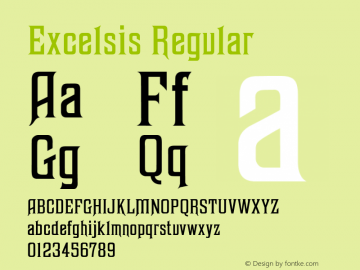 Excelsis Regular Macromedia Fontographer 4.1.4 11/30/03 Font Sample