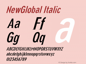 NewGlobal Italic Version 001.000 Font Sample