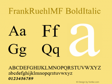 FrankRuehlMF BoldItalic 1.0 Mon Dec 30 16:37:21 1996 Font Sample