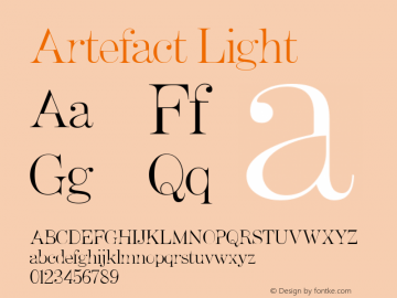 Artefact Light Macromedia Fontographer 4.1 12/28/2003 Font Sample