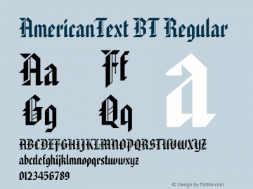 AmericanText BT Regular mfgpctt-v4.4 Dec 22 1998图片样张