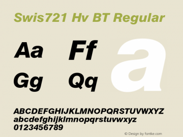 Swis721 Hv BT Regular Version 1.01 emb4-OT;com.myfonts.easy.bitstream.swiss-721.heavy-italic.wfkit2.version.2fqy图片样张