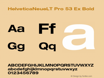 HelveticaNeueLT Pro 53 Ex Bold Version 1.000;PS 001.000;Core 1.0.38 Font Sample