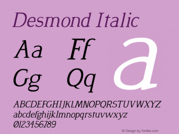 Desmond Italic 001.000 Font Sample