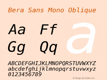 Bera Sans Mono Oblique Version 002.000 Font Sample