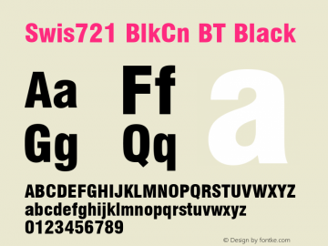 Swis721 BlkCn BT Black mfgpctt-v1.50 Thursday, December 24, 1992 10:40:31 am (EST) Font Sample