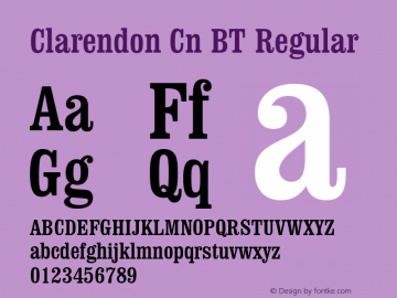 Clarendon Cn BT Regular Version 1.01 emb4-OT Font Sample