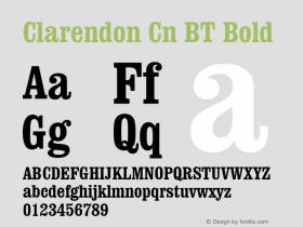 Clarendon Cn BT Bold Version 1.01 emb4-OT Font Sample