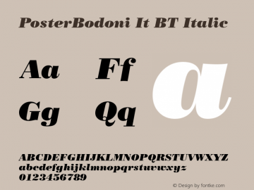 PosterBodoni It BT Italic mfgpctt-v4.4 Dec 22 1998 Font Sample