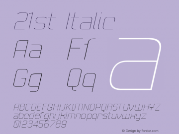 21st Italic Version 1.00 Font Sample