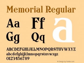 Memorial Regular Macromedia Fontographer 4.1.4 5/28/04图片样张