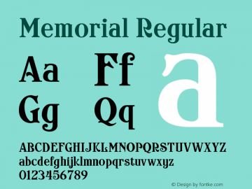 Memorial Regular Version 001.000 Font Sample