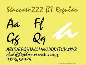 Staccato222 BT Regular mfgpctt-v1.57 Thursday, February 18, 1993 2:04:56 pm (EST)图片样张