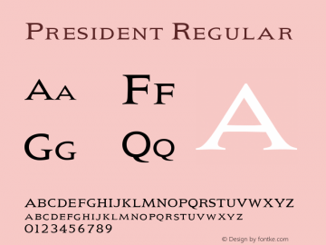 President Regular Version 4.00 Font Sample