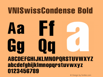 VNISwissCondense Bold Version 001.000 Font Sample