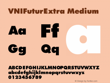 VNIFuturExtra Medium Version 001.000 Font Sample