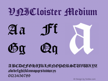 VNICloister Medium Version 001.000 Font Sample