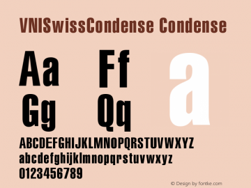 VNISwissCondense Condense Version 001.000 Font Sample