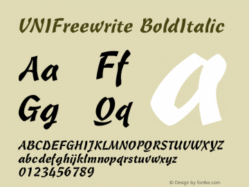 VNIFreewrite BoldItalic Version 001.000图片样张