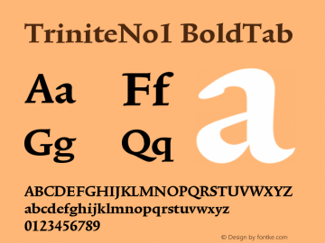 TriniteNo1 BoldTab Version 001.000 Font Sample