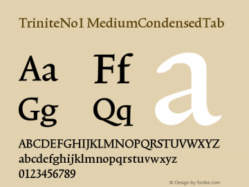 TriniteNo1 MediumCondensedTab Version 001.000 Font Sample