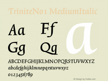 TriniteNo1 MediumItalic Version 001.000 Font Sample