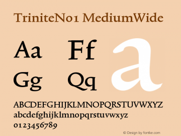 TriniteNo1 MediumWide Version 001.000 Font Sample