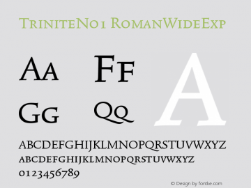 TriniteNo1 RomanWideExp Version 001.000 Font Sample