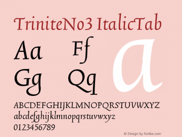 TriniteNo3 ItalicTab Version 001.000 Font Sample