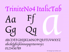 TriniteNo4 ItalicTab Version 001.000 Font Sample