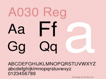 A030 Reg Version 1.05 Font Sample