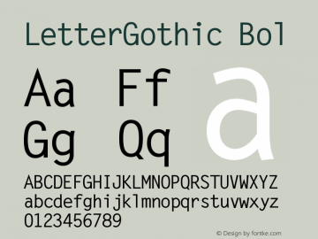 LetterGothic Bol Version 1.05 Font Sample