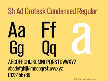 Sh Ad Grotesk Condensed Regular 001.001 Font Sample