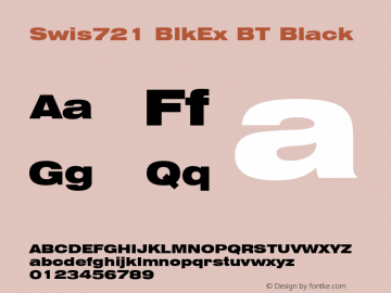 Swis721 BlkEx BT Black mfgpctt-v4.4 Dec 22 1998 Font Sample
