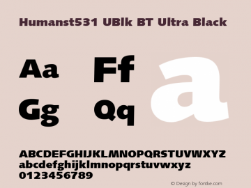 Humanst531 UBlk BT Ultra Black mfgpctt-v4.4 Dec 22 1998图片样张