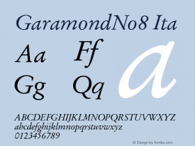 GaramondNo8 Ita Version 1.05a Font Sample