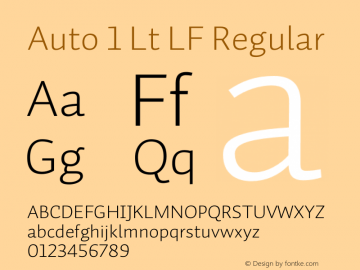 Auto 1 Lt LF Regular Version 1.111;PS 001.001;hotconv 1.0.38 Font Sample