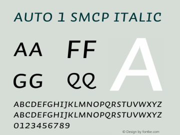 Auto 1 SmCp Italic Version 1.111;PS 001.001;hotconv 1.0.38图片样张